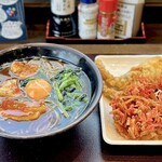 二代目長助 - 料理写真:『旨とろ角煮そば』TP生卵 天ぷら→かき揚げ、ゲソ天