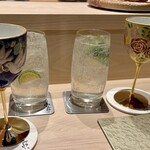 鮨 富かわ - 富かわの生すだちサワーを チェイサー代わりに