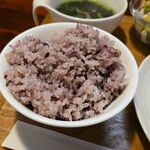 キッチン ブルー グローブ - 黒米のアップ