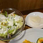 キッチン ブルー グローブ - サラダ、お新香のアップ