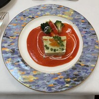 レストランプティフール - 野菜のムースをテリーヌにして苺ソース添え