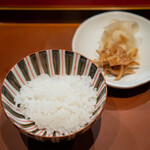 礼讃 - お食事 徳島県産あきさかり　 自家製千枚漬け 山うどきんぴら