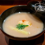 礼讃 - 佐賀産ホワイトアスパラ　天草産車海老 白味噌仕立て