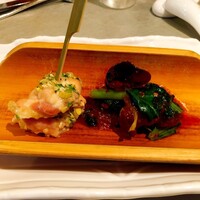 雪園 京橋店 - 比内地鶏の唐辛子炒めとネギソース焼き