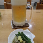 みさき庵 - 生ビール お通し