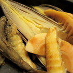 しのはら - 竹の子のホイル焼きと若鮎の唐揚げ