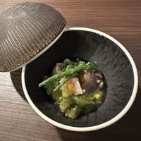 料理屋 自在 - 燻製 鰤・金柑・菜の花・ピゼリ・フロマージュブラン