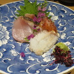 新宿 蟹いおり - 旬のお造り　毛蟹と金目鯛