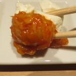 新宿 蟹いおり - エンガワのクリームチーズ添え