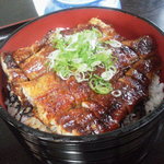 大和田 - 焼き立てのうなぎ「ひつまぶし」にネギを乗せて