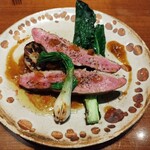 Enoteca 眞  - 青森県産津軽鴨の炭火焼きあんぽ柿のソース3800円