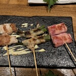 うしごや - 串3種　レンコン豚巻き・アスパラ豚巻き・ベーコンチーズ