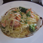 スモークサーモンのレモンクリームリングイネ。