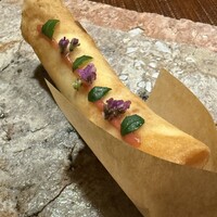 十皿 - ふぐ白子と筍の春巻き　木の芽