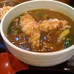 味味香 - カレーうどんランチセット(牛肉)+ちくわ天。