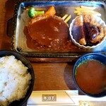 赤煉瓦 - 料理写真:ハンバーグ味噌ヒレカツ