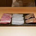 鮨 一幸 - 切り付けられた春子、細魚、鰆