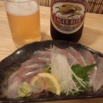 ホウボウ刺し＋中瓶ビール