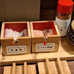とんかつ 蒼樹 - 調味料は他にとんかつソースとサラダドレッシングも