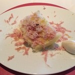 リストランテクロディーノ - モルタデッラとピルタチオが散りばめられたシフョンケーキ