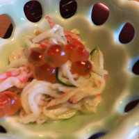 山田屋 - 先付け :もずく・玉子豆腐・蟹の胡麻和え