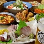 Chuukasakaba Samohan - 食べ飲み放題プランに＋500円で刺し盛り付きにもできます。