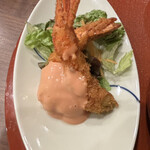 茶寮 天乃庵 - エビフライはオーロラソース　サラダはごまドレッシング