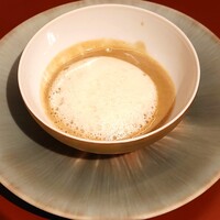 北野坂 木下 - 2種のごぼうスープ(1つは和田ごぼう) ｺｰﾝﾎﾟﾀｰｼﾞｭのﾒﾚﾝｹﾞのせ
