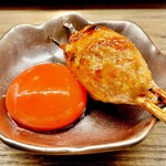 焼鳥 一石三鳥 勝どき - 20250220大分県産 蘭王の月見つくね（タレ）