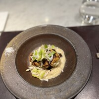 Lien - 北海道産白子のムニエル　キノコのソテー　カニのソース