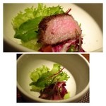 大どころ - 佐賀牛のシンタマ入りサラダ・・このお肉も甘くて美味しい、程良い噛みごたえがあるのもいい。 
      