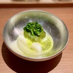 銀座 鼓門 - 菜の花の風呂吹き大根