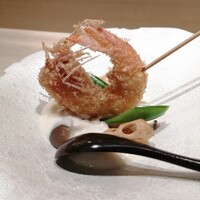 恵比寿 鮨 はつめ - 天使のエビ、ベシャメル♥️