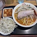 味噌麺処 花道庵 - 別皿でチンピラ玉子ともやし大盛り