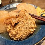 おでん まる米 - ねぎ袋の揚げは裏返して揚げてある