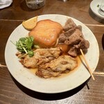 おでん まる米 - 牛すじ、ゴボウ天、梅焼　ゴボウ天は変形バージョン