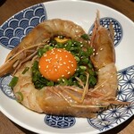 殻YABURI - 赤海老の漬け刺身ユッケ