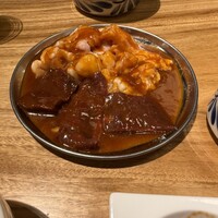 福岡焼肉kintan - ホルモン3種盛り(下からハツ、テッチャンかコテッチャン、ミノ)