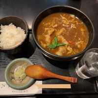 日本橋 やぶ久 - 黒豚カレー南蛮、小ライスサービス1760円+辛口110円。言わなくても水をつけてくれるのが嬉しい