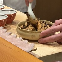 鮨 あらい - タップリの鮟肝に奈良漬のみじん切りを混ぜ混ぜ 旨い