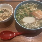 OKINAWA SOBA EIBUN - 沖縄そばセット　沖縄そば小＋じゅーしー小