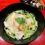 御料理 野々原 - 虎魚
      芹　水菜　筍
      煉梅