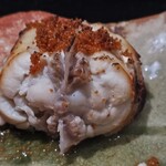 御料理 良所 - 焼き河豚に河豚の子乗せ