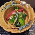 御料理 良所 - 器と近江こんにゃくの色の取り合わせが良い