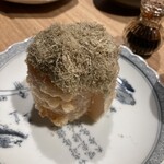 めしや 魚界人 - おでんの大根の天ぷら　外は薄い衣　上におぼろ昆布