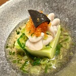 日本料理 梅林 - 先付。ウグイス豆腐とのこと。