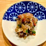 すしやのたい悟 - ・肴　アジなめろう　　　純白の大漁旗は特大のそれを振りたいくらいの完成度。