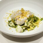 Ristorante Ecru - ▪️Pasta
      下関のトラフグの身
      フグの白子のムニエル、クリーミー
      タリアテッレ
      菜の花、カラスミ