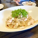 ピッツエリアバール　CACTUS　D'ORO - ・真鯛と大葉の梅ペペロンチーノ　スパゲッティー（黒板メニュー）