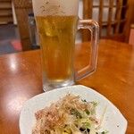 焼肉みよし - お通しとビール